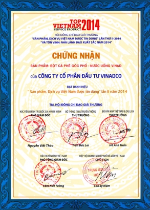 Sản phẩm, dịch vụ Việt Nam được tin dùng - lần 2 2014